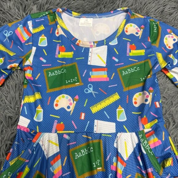School Supplies Print Dress Size 6-7 - Picture 2 of 5